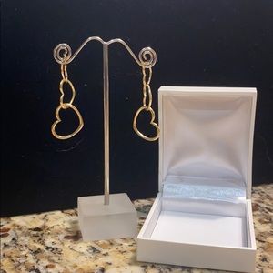 14k Linked Heart dangle earrings